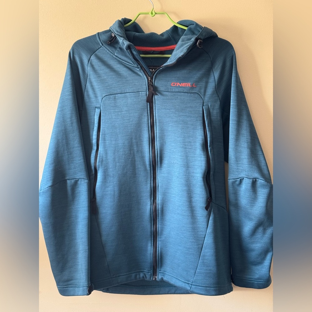 O'Neill Teal and Orange Full-Zip Fleece Jacket